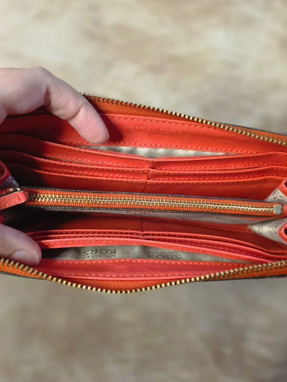 Michael Kors Jet Set Travel Zip Around Wallet – Orange Saffiano Leather
